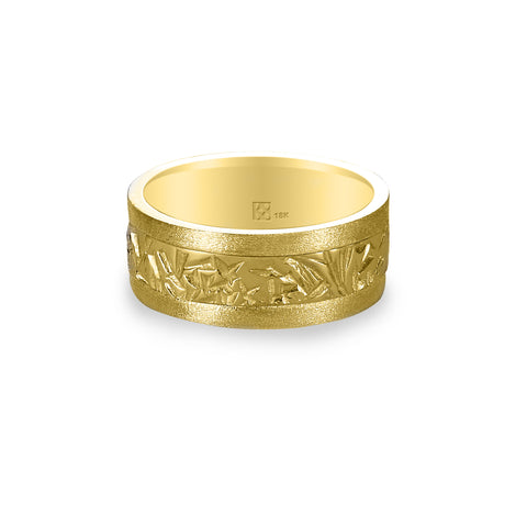 18K Yellow Gold Wide Unisex Band