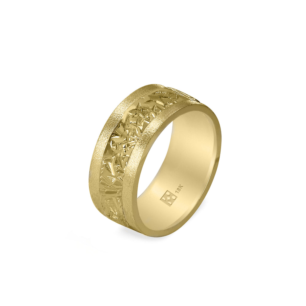 18K Yellow Gold Wide Unisex Band