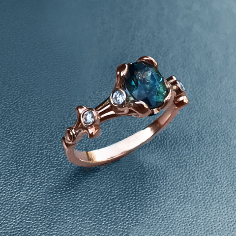 18K Rose Gold Ring with Australian Sapphire
