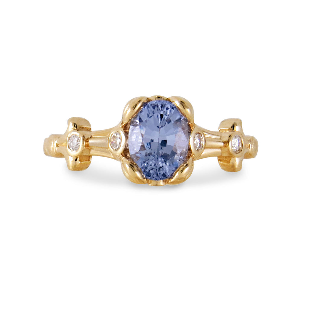 18K Yellow Gold Ring with Periwinkle Sapphire