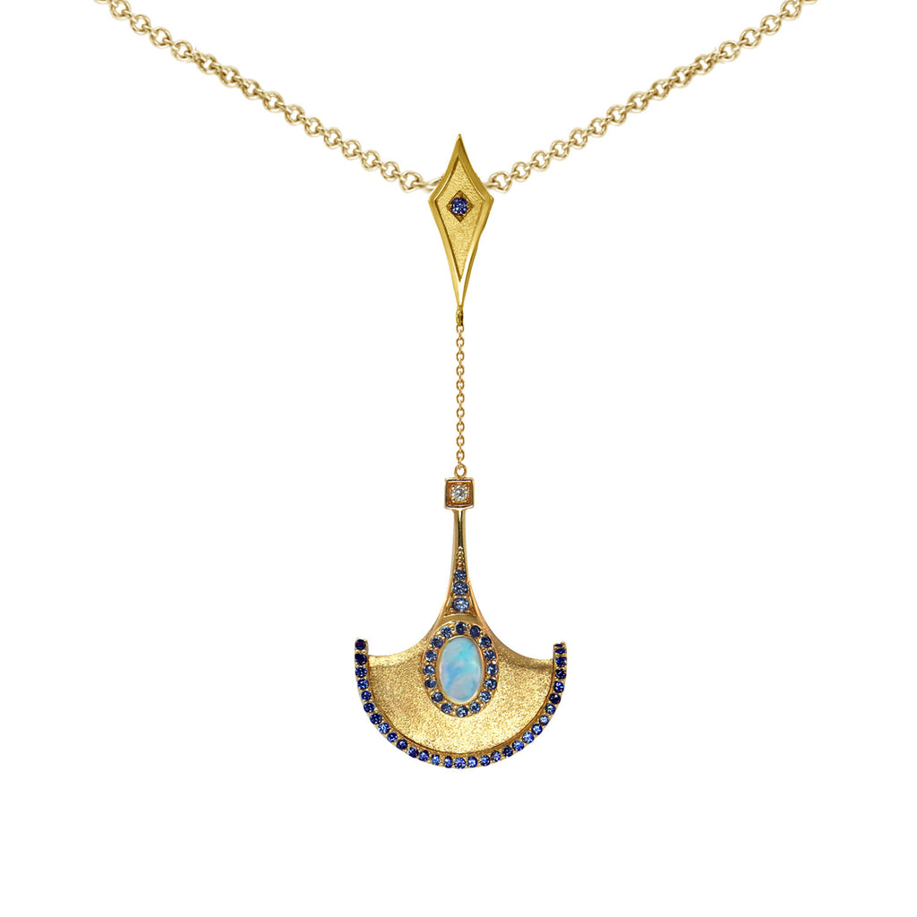 18K Gold Opal & Sapphire Necklace