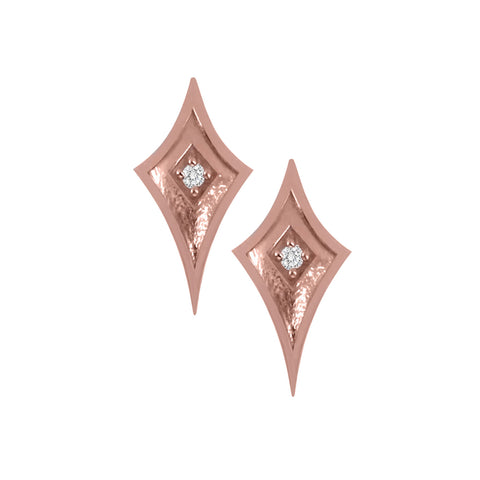 Rose Gold Shield Studs with Canadian Diamonds