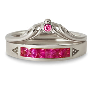 Featured in Forbes: Luxury crown ring set fit for a queen in 18 karat white gold with bright pink sapphires. Pink Power Collection. Bijoux Montréal.