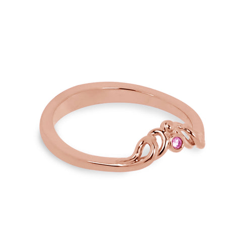 Pink Sapphire Stacking Ring with Crown - 18K Pink Gold