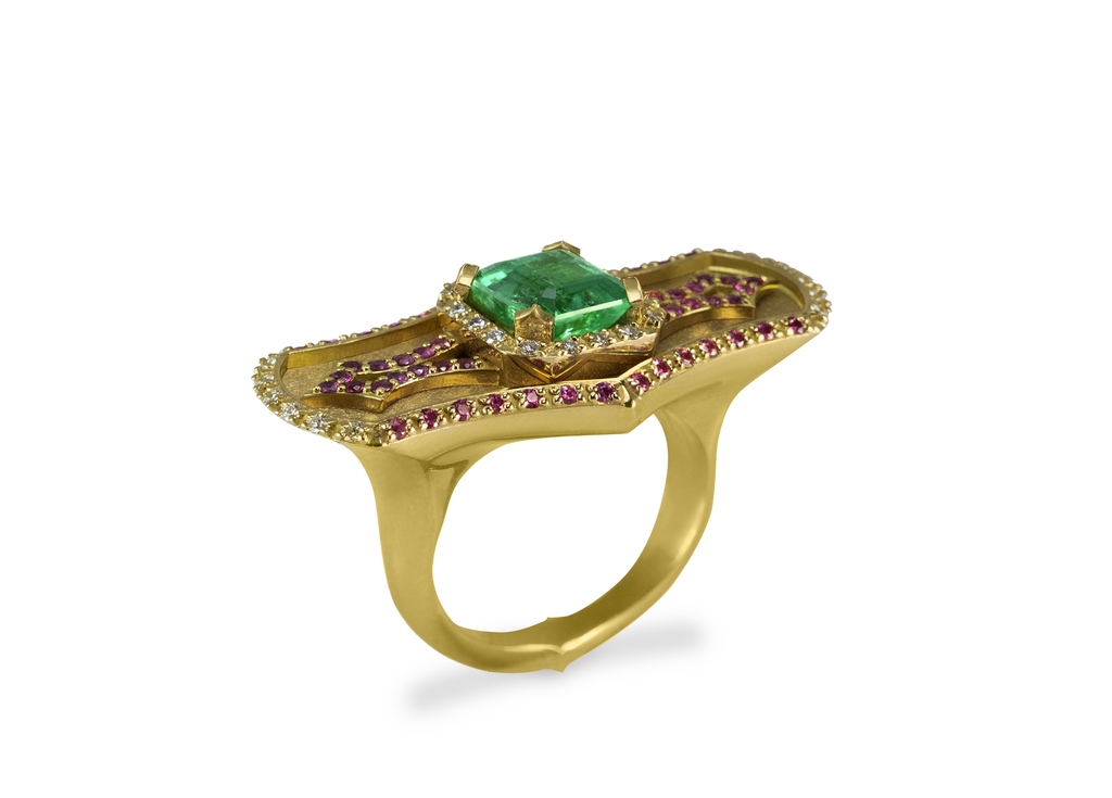 Emerald Dreams Castle Ring in 18K