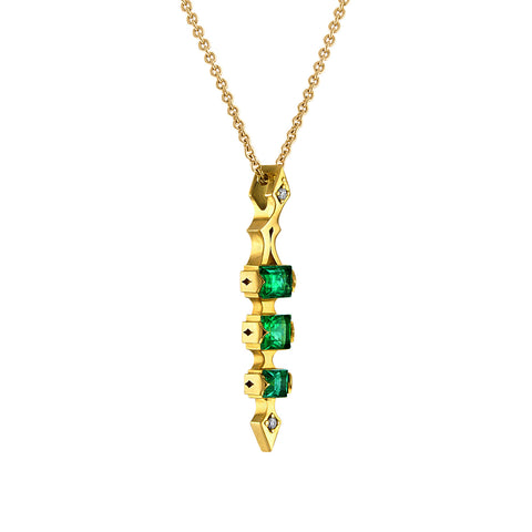 Emerald 3 Tiered Pendant in 18K