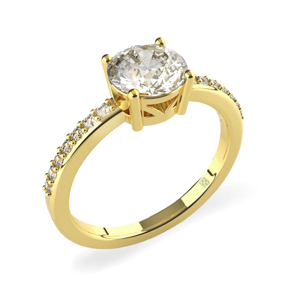 Stunning Gold Engagement Ring with Diamond or Gemstone available in Yellow gold, Pink gold and white gold, Made in Montreal. Contemporary and Classic Design. Perfect for a Millennial Brides /  Marriage Montreal Bague haut de gamme Bijoux Montreal