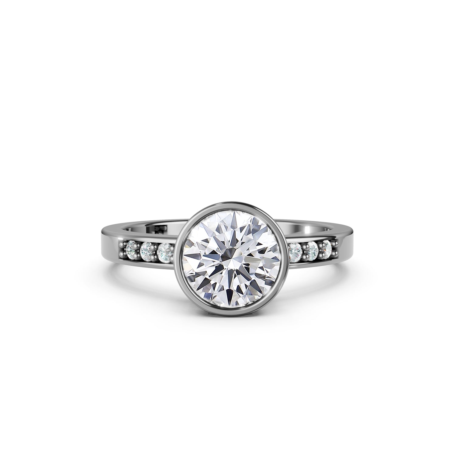Beautiful vintage gold engagement ring with bezel-set diamond. Made in Canada. Bague fiancailles en or. Bijoux Montreal.