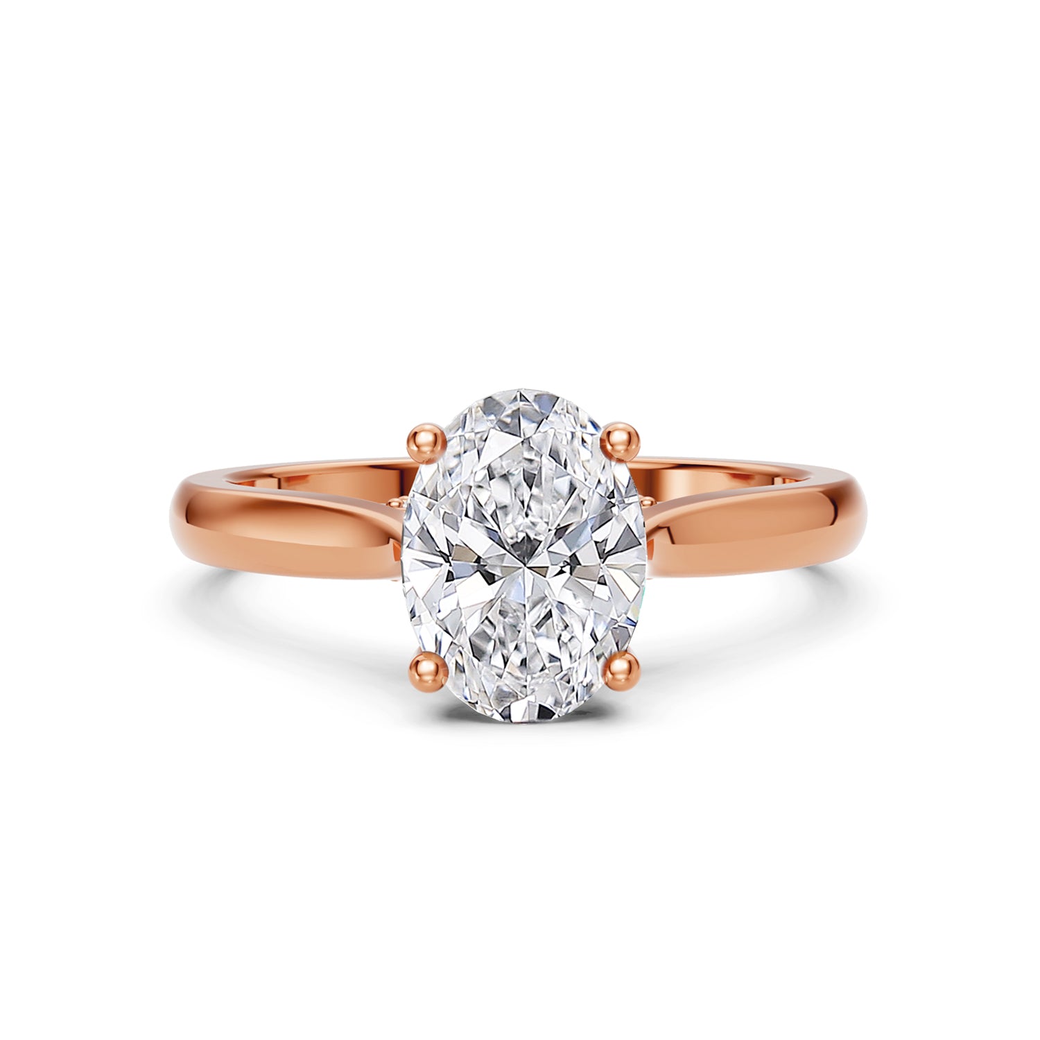 Stunning Pink or Rose Gold Engagement Ring with Oval Diamond or Gemstone with a row of small damonds on the band. Made in Montreal. Contemporary and Classic Design. Perfect for a Millennial Brides /  Marriage Montréal Bague haut de gamme Bijoux Montréal.