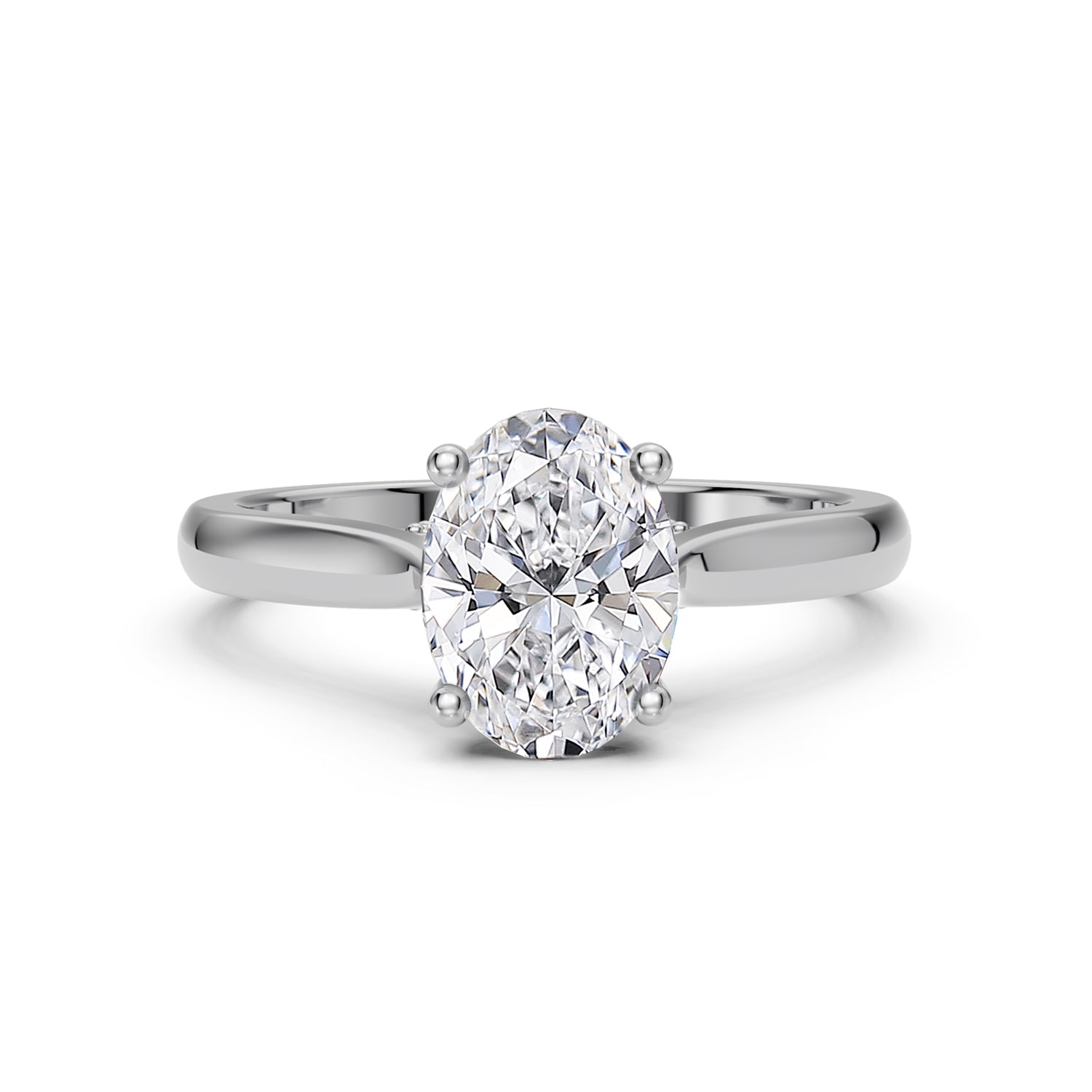 Stunning Platinum or White Gold Engagement Ring with Oval Diamond or Gemstone with a row of small damonds on the band. Made in Montreal. Contemporary and Classic Design. Perfect for a Millennial Brides /  Marriage Montréal Bague haut de gamme Bijoux Montréal.