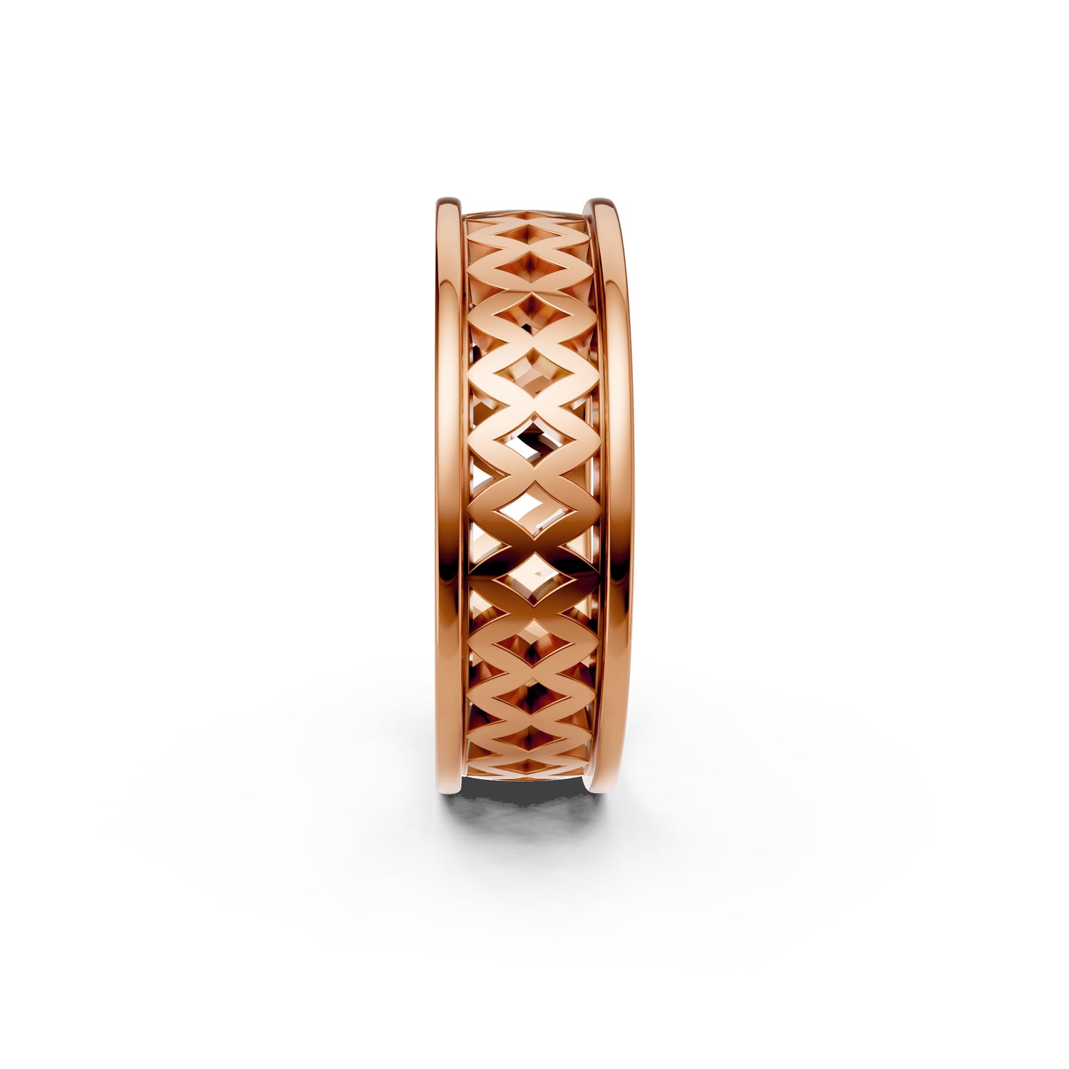 Modern, timeless, luxury designer wedding band in pink or rose  gold. Unisex design for men, women and LBGTQ members. Made in Canada. Alliance en or fabriquée à Montreal. Par K8.