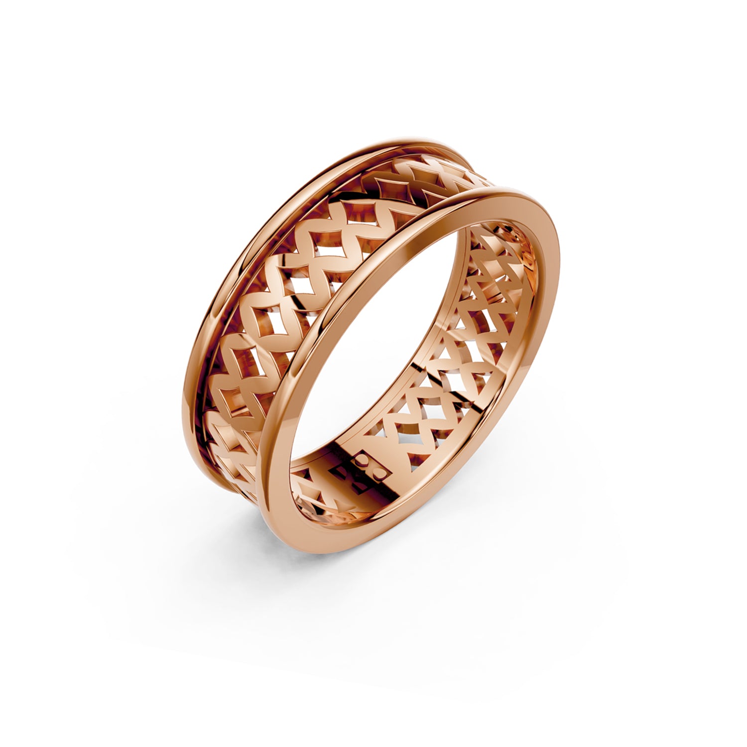 Modern, timeless, luxury designer wedding band in pink or rose  gold. Unisex design for men, women and LBGTQ members. Made in Canada. Alliance en or fabriquée à Montreal. Par K8.