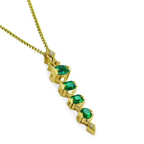 Emerald 4 Tiered Pendant in 18K