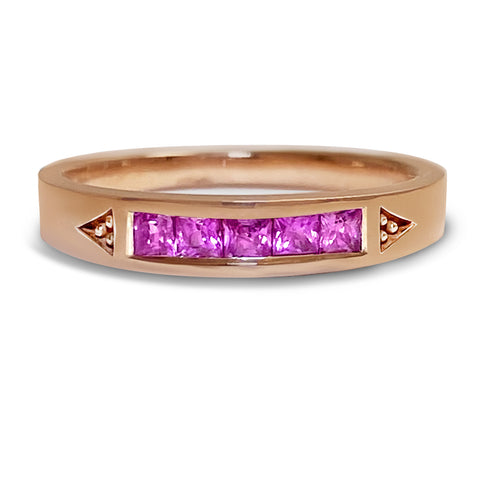 Pink Sapphire Stacking Ring (5) - 18K Pink Gold