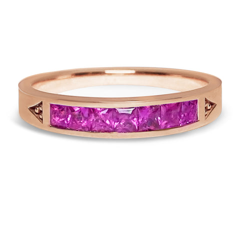 Pink Sapphire Stacking Ring (7) - 18K Pink Gold