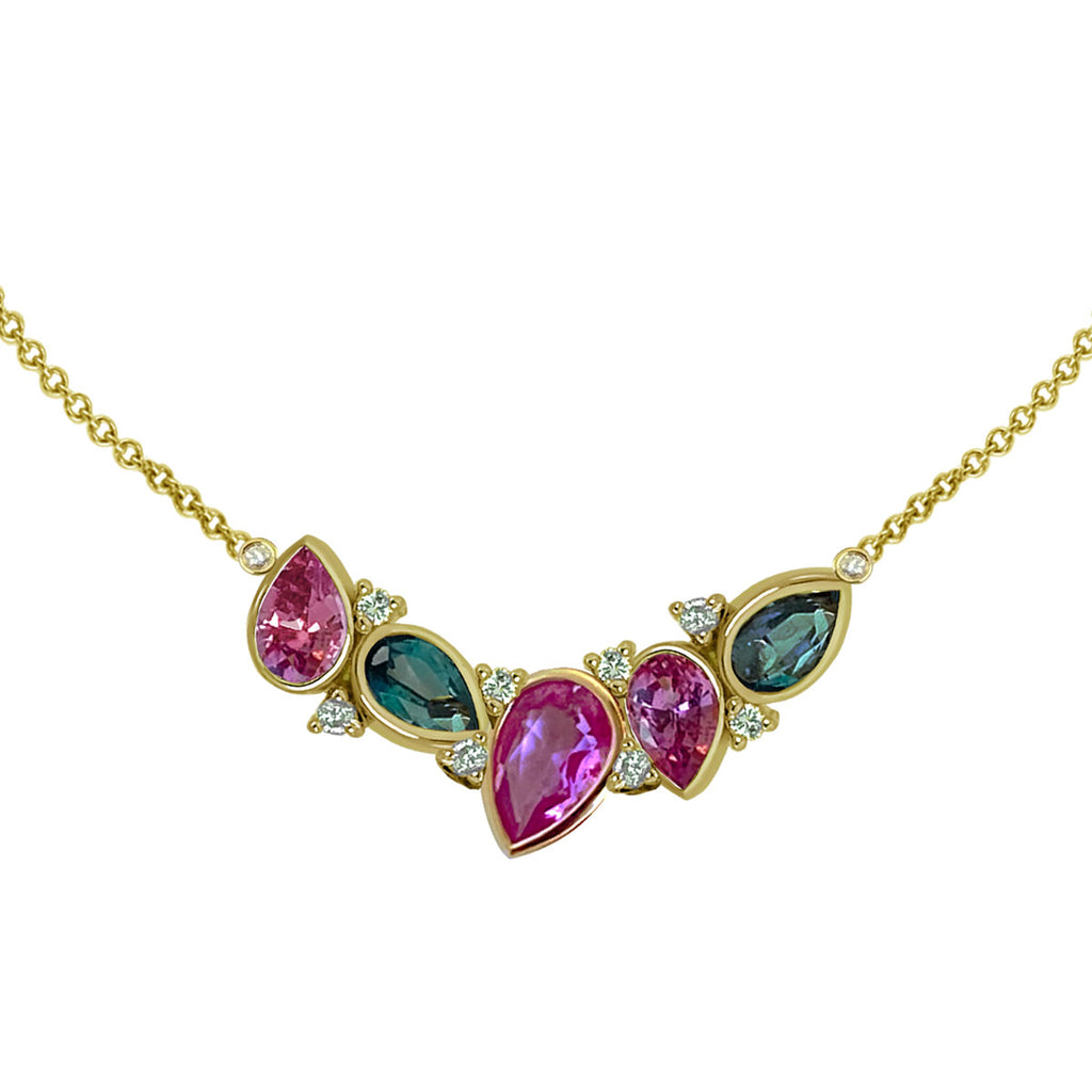 18K Gold Sapphire & Diamond Necklace