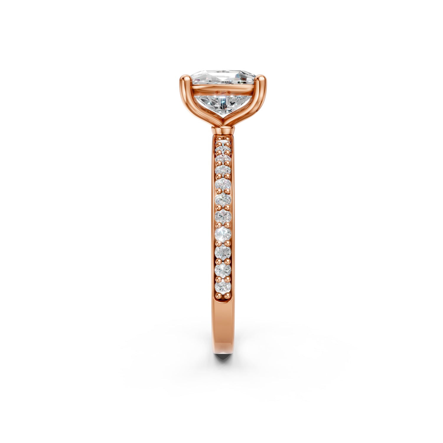 Stunning Gold Solitaire Engagement Ring with Diamond or Gemstone and narrow band in pink or rose gold. Made in Montreal. Contemporary and Classic Design. Perfect for a Millennial Brides /  Marriage Montréal Bague de fiancailles haut de gamme Bijoux Montréal.