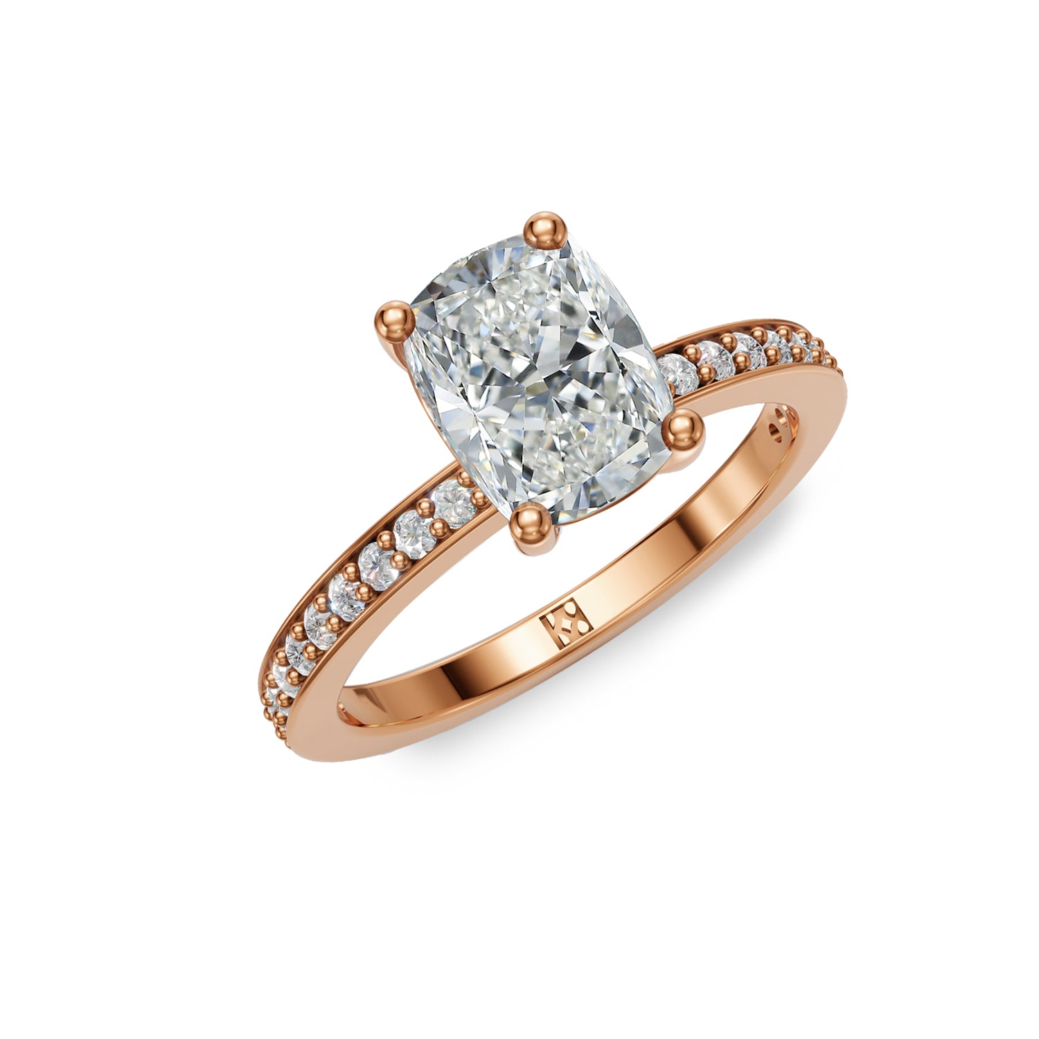 Stunning Gold Solitaire Engagement Ring with Diamond or Gemstone and narrow band in pink or rose gold. Made in Montreal. Contemporary and Classic Design. Perfect for a Millennial Brides /  Marriage Montréal Bague de fiancailles haut de gamme Bijoux Montréal.