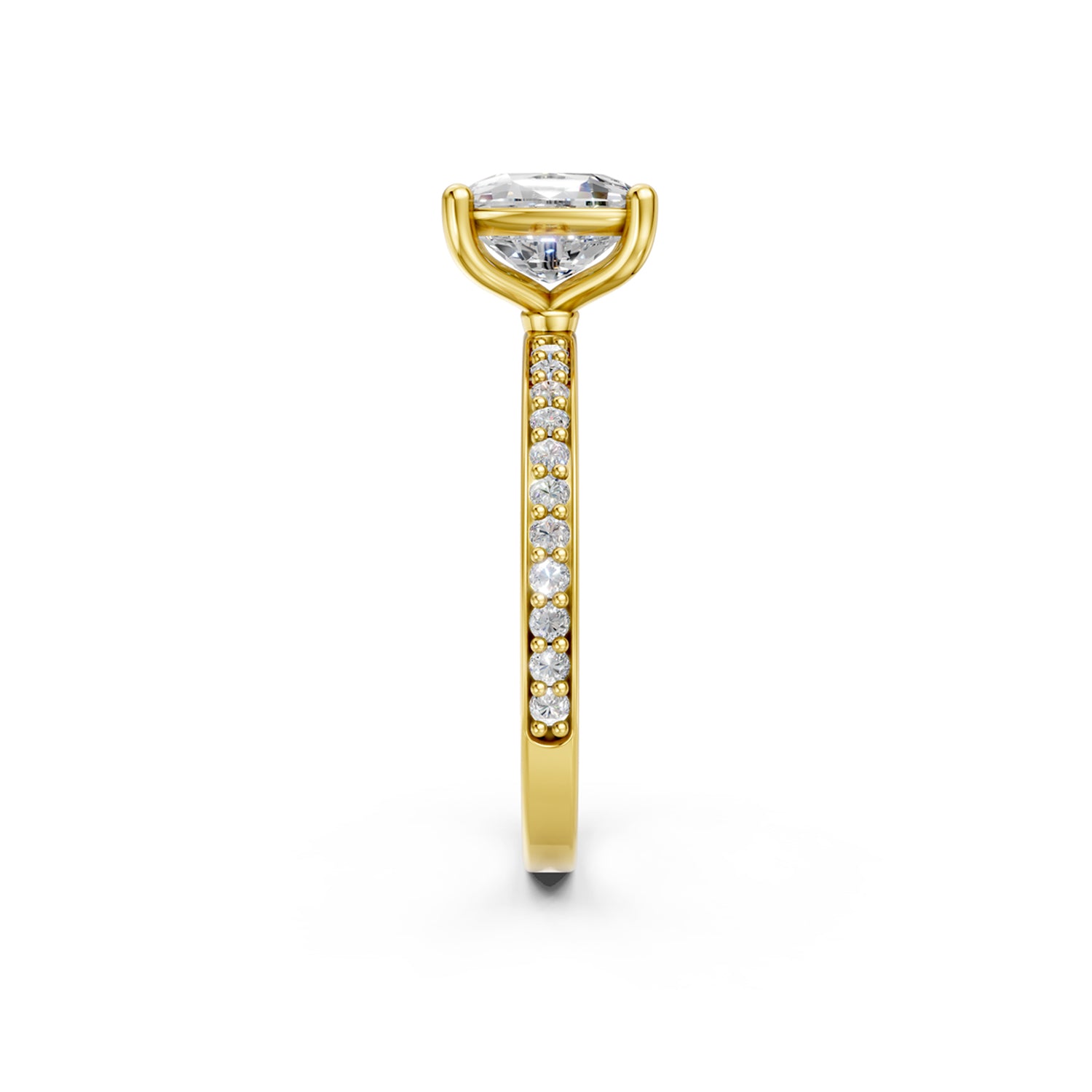 Stunning Gold Solitaire Engagement Ring with Diamond or Gemstone and narrow band in yellow gold. Made in Montreal. Contemporary and Classic Design. Perfect for a Millennial Brides /  Marriage Montréal Bague de fiancailles haut de gamme Bijoux Montréal.