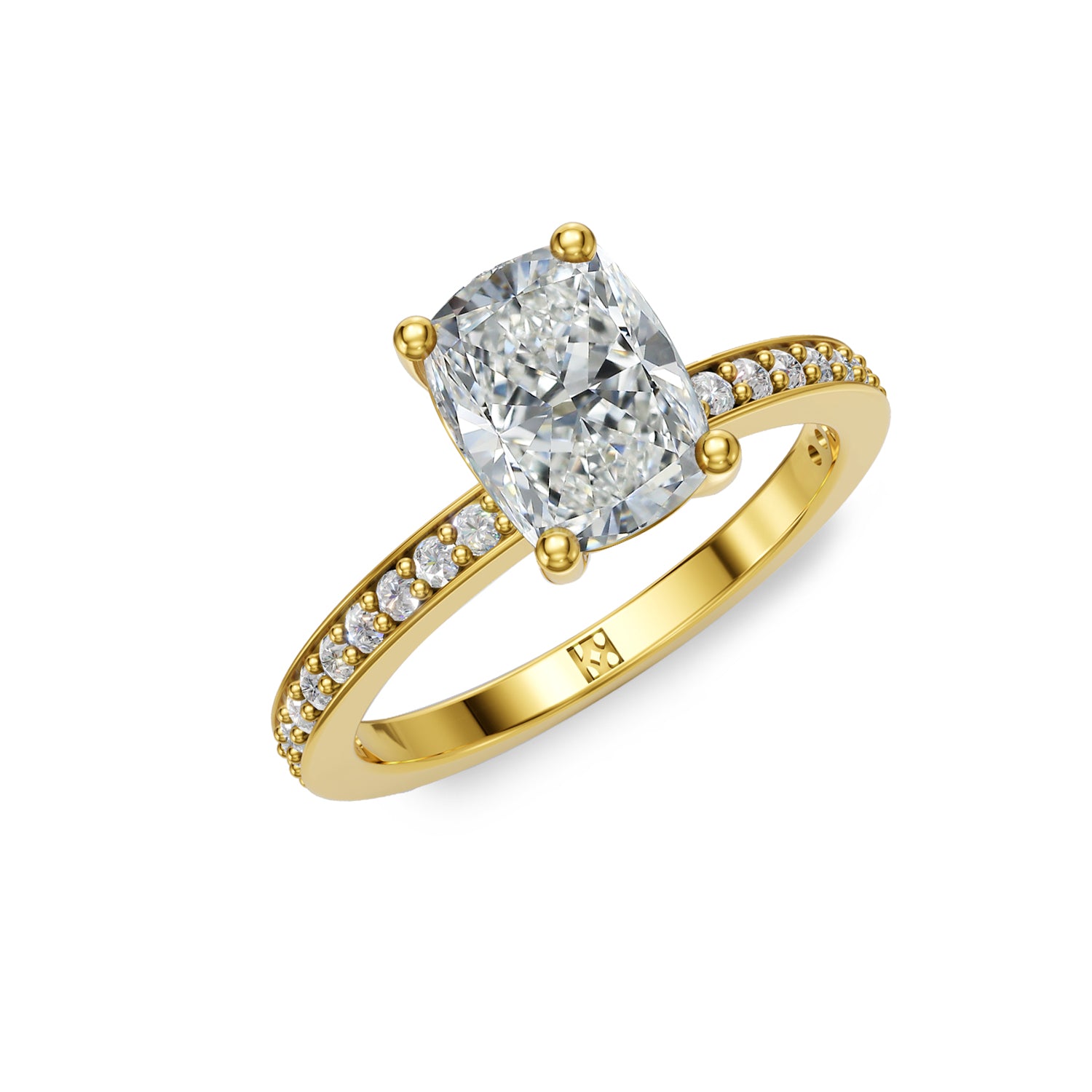Stunning Gold Solitaire Engagement Ring with Diamond or Gemstone and narrow band in yellow gold. Made in Montreal. Contemporary and Classic Design. Perfect for a Millennial Brides /  Marriage Montréal Bague de fiancailles haut de gamme Bijoux Montréal.