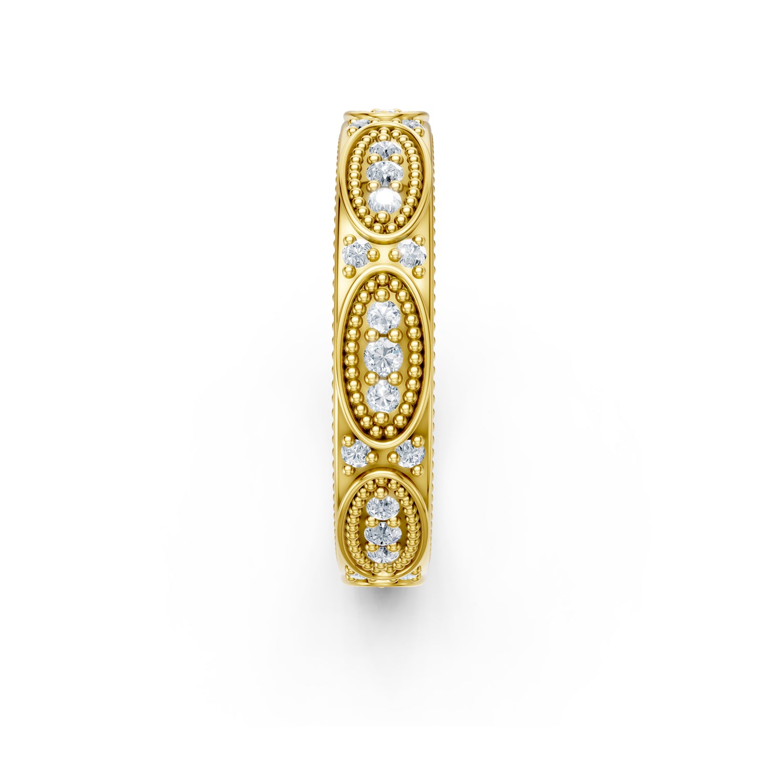 Vintage-inspired gold wedding band made in Canada in gold with milgrain vintage details. Josephine wedding ring. Made in Montreal. Alliance vintage en or fabriquée à Montreal, Qubébec.