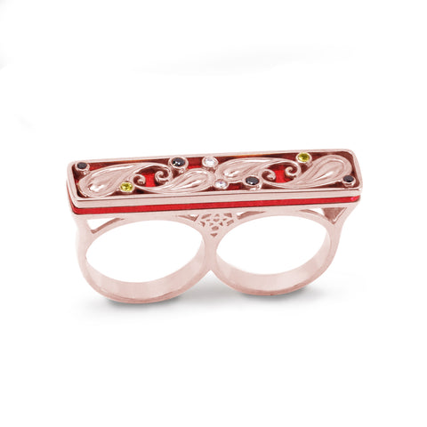 18K Rose Gold Paisley Double Ring