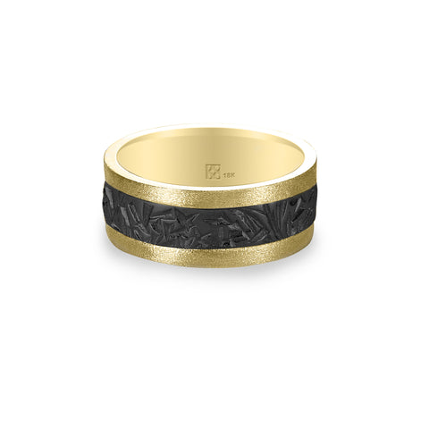 18K Yellow Gold & Black Frost Wide Unisex Band