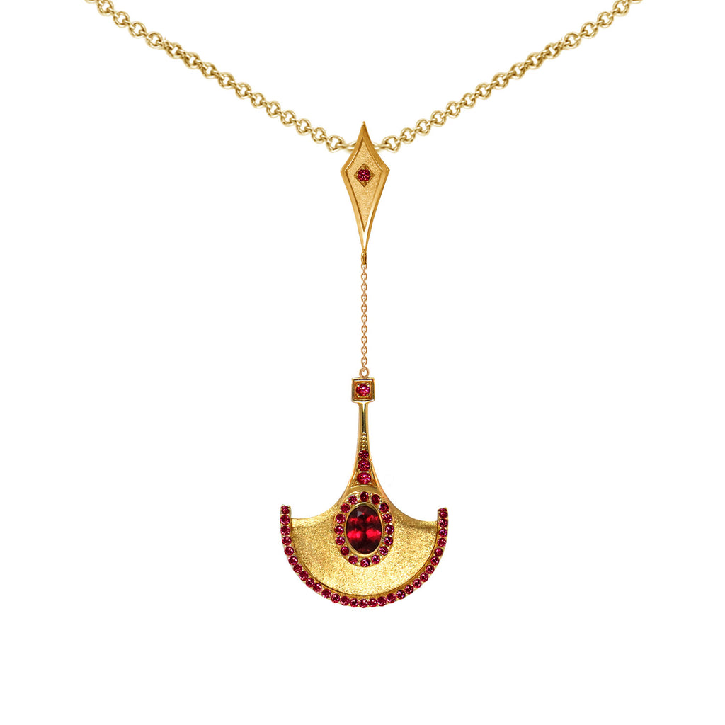 18K Gold Ruby & Spinel Necklace