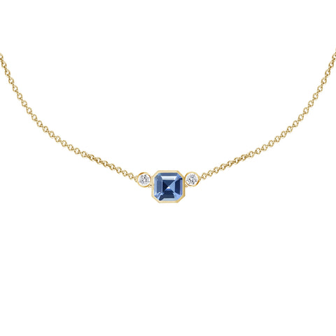 Gold & Sapphire Necklace with Diamonds