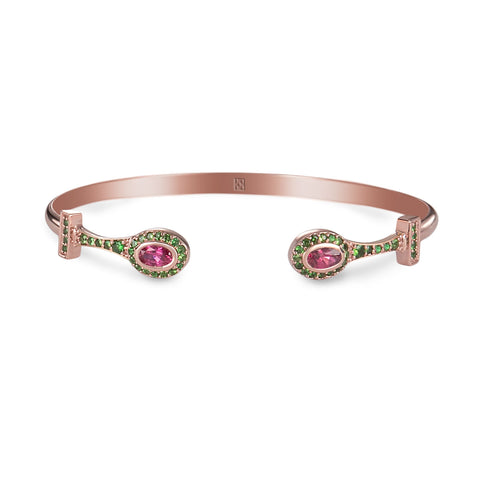 Pink Gold Stackable Bracelet with Colored Gemstones