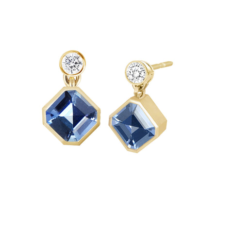 Gold & Sapphire Stud Drop Earrings