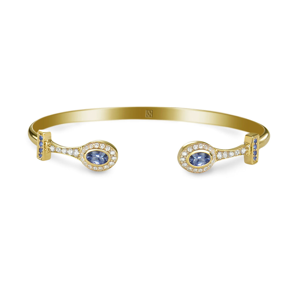 Yellow Gold Stackable Bracelet with Periwinkle Sapphires & Diamonds