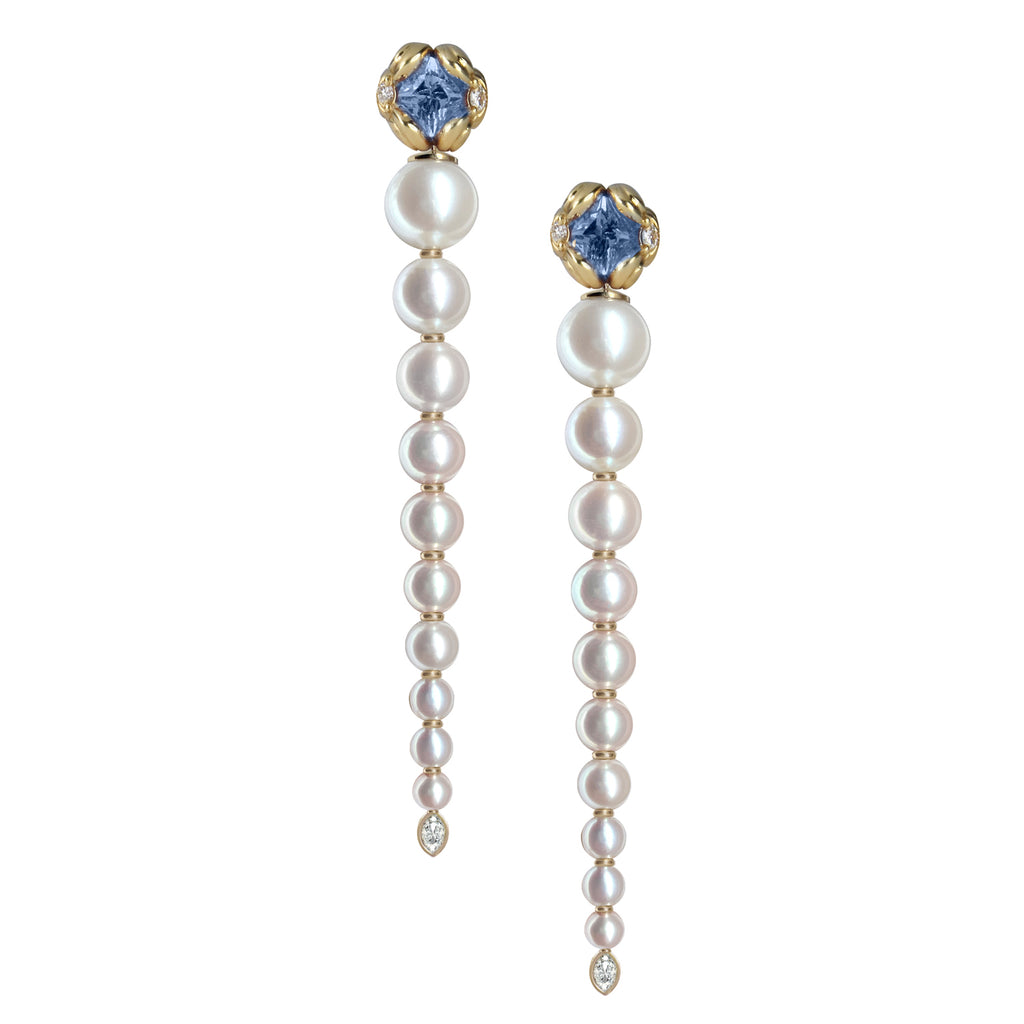 18K Pearl Shoulder Dusters with Sapphires