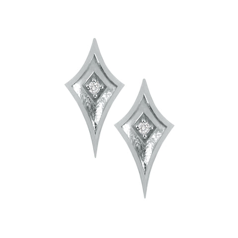 White Gold Shield Studs with Canadian Diamonds
