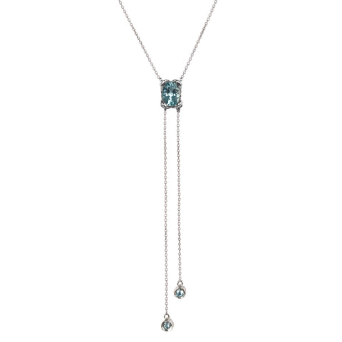 18K White Gold Forest Fairy Lariat Necklace